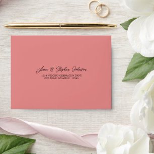 Enveloppe Retour RSVP rose rougissant