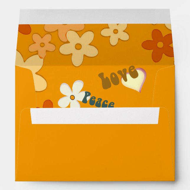 Enveloppe Retro 1970 Thème Floral Mariage (Dos (Bas))