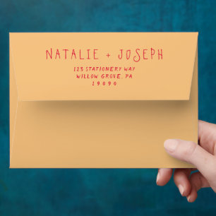 Enveloppe Rétro à la main brillant Funky Mariage moderne