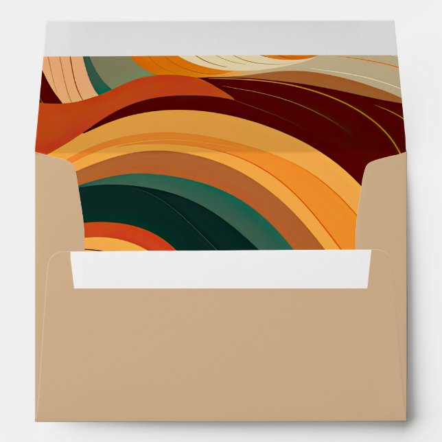 Enveloppe Retro Abstrait Terrain Terracotta Orange Mariage (Dos (Bas))