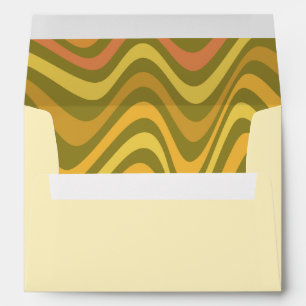 Enveloppe Rétro Années 60 70 Abstrait Groovy Vert Diplômé  E