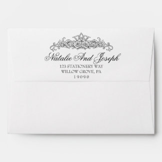Enveloppe Retro Black And White Old Money Botanical Wedding
