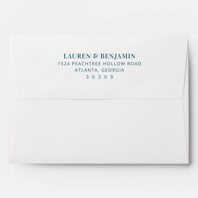 Enveloppe Retro Botanica and Teal Wedding (Dos (Haut rabat))