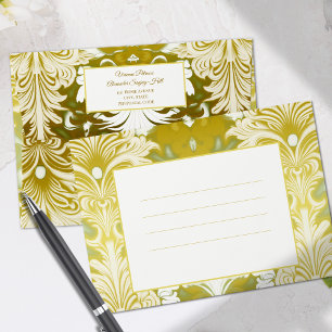 Enveloppe Retro Gold Green Mariage damassé