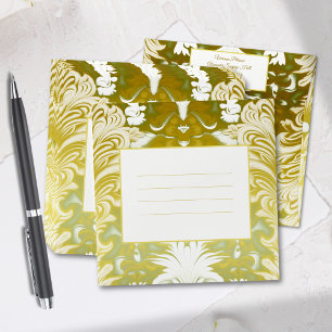 Enveloppe Retro Gold Green Mariage damassé personnalisé