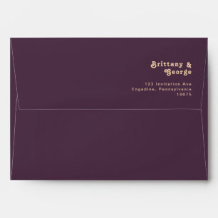 Enveloppe Rétro moderne Faire-part de mariage pourpre fonc