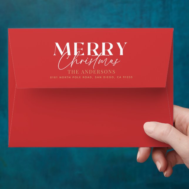 Enveloppe Retro Moderne Joyeux Noël Motif géométrique (Hand)