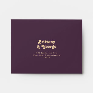Enveloppe Rétro moderne Violet foncé auto-adressé RSVP