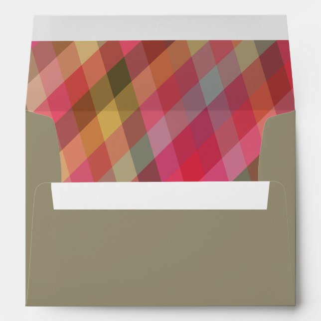 Enveloppe Retro Noël Plaid Earth Sage Green Holiday (Dos (Bas))
