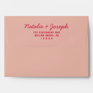 Enveloppe Retro Peach Bright Fun Calligraphy Mariage