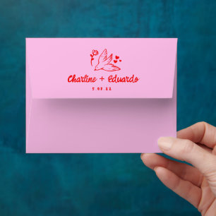 Enveloppe Retro Rose & Red Dove