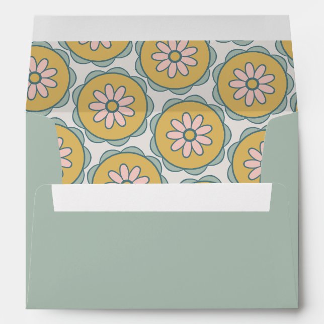 Enveloppe Retro Sage Floral Pastel Douche Retour Adresse (Dos (Bas))
