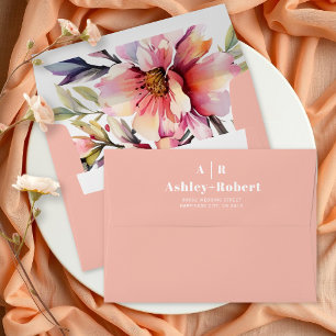 Enveloppe Rhododendron avec mariage de fleurs rose pêche