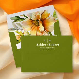 Enveloppe Rhododendron worange yellow flowers fall wedding