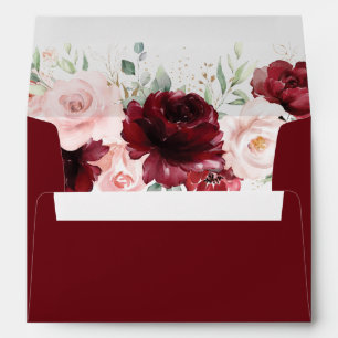 Enveloppe Riche Bourgogne Blush Floral 5x7 Mariage carte A7
