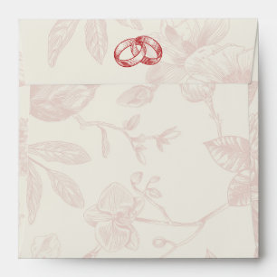 Enveloppe Riche Rouge Français Floral Toile Floral Floral