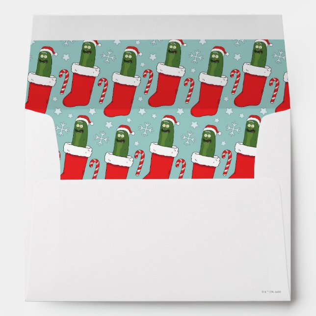 Enveloppe Rick et Morty | Motif de Noël Pickle Rick (Dos (Bas))