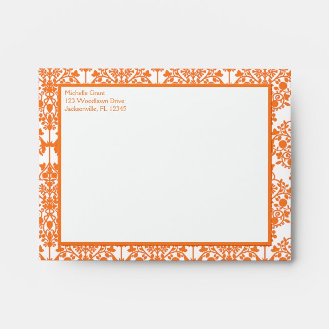 Enveloppe Ripe Orange Damask pour Thank You Note (Devant)