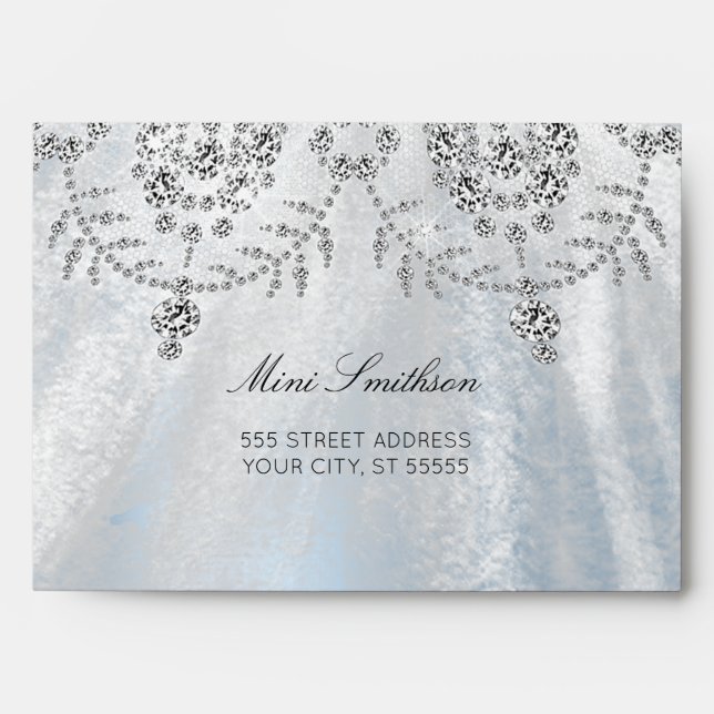 Enveloppe Robe Bleue Argent Mariage Royal Sweet 16e 15e (Devant)
