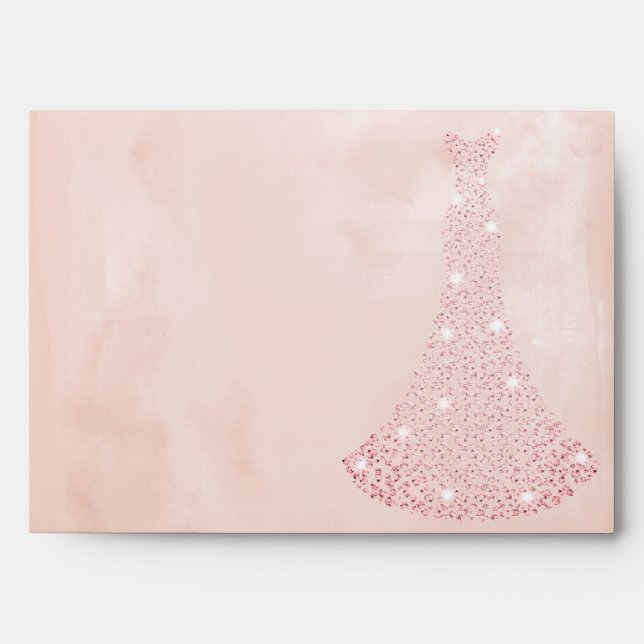 Enveloppe Robe rose or robe tout Anniversaire / Naissance (Devant)