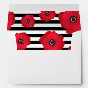 Enveloppe Robe rouge et Motif noir