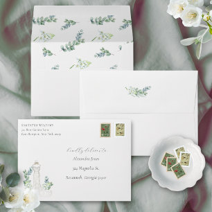 Enveloppe Robes de Mariée Élégante Végétation Cadeau de Mari