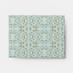 Enveloppe Robin Oeuf Blue et Gold Mariage damassé