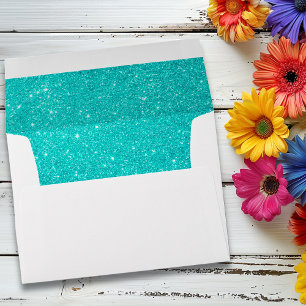 Enveloppe Robin's Oeuf Blue Turquoise Parties scintillant lo