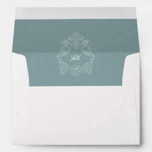 Enveloppe Rococo Dusty Blue Faire-part de mariage préadressé