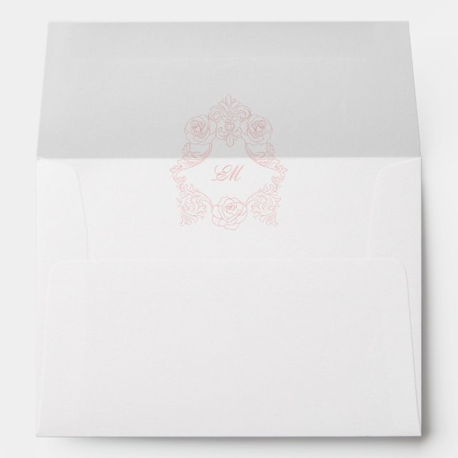 Enveloppe Rococo rose pâle Faire-part de mariage pré-adressé (Dos (Bas))