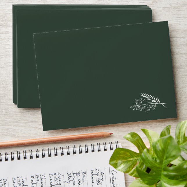 Enveloppe ROE Dusky Green & White Simple Mariage (Stacked)