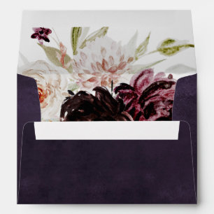 Enveloppe Romance florale   Faire-part de mariage de prune