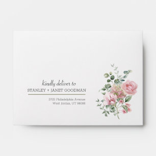 Enveloppe Romance Moderne Élégance Rose Rose Peony Flower