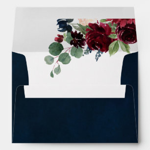 Enveloppe Romantic Navy Blue Blush Rose Floral géométrique