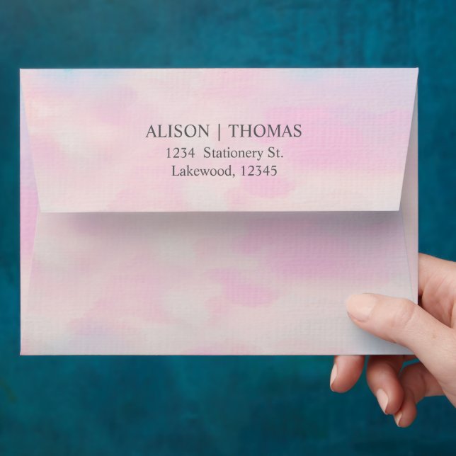 Enveloppe Romantic Pastel  Envelope – Soft Pink & Blue  (Hand)