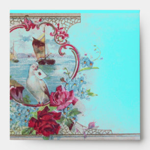 Enveloppe ROMANTICA rose bleu blanc