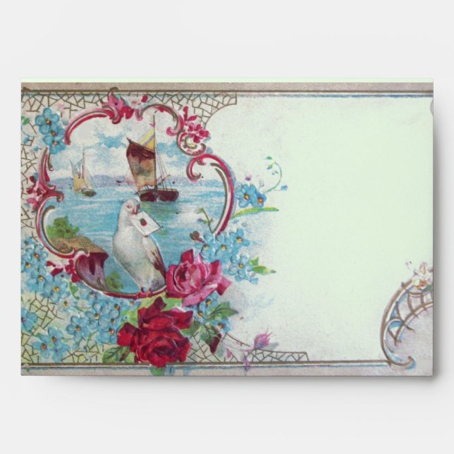 Enveloppe ROMANTICA. rouge rose bleu vert (Devant)