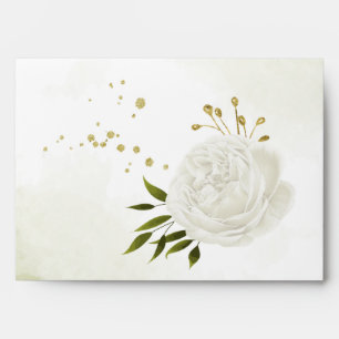 Enveloppe Romantique blanc feuille mariage
