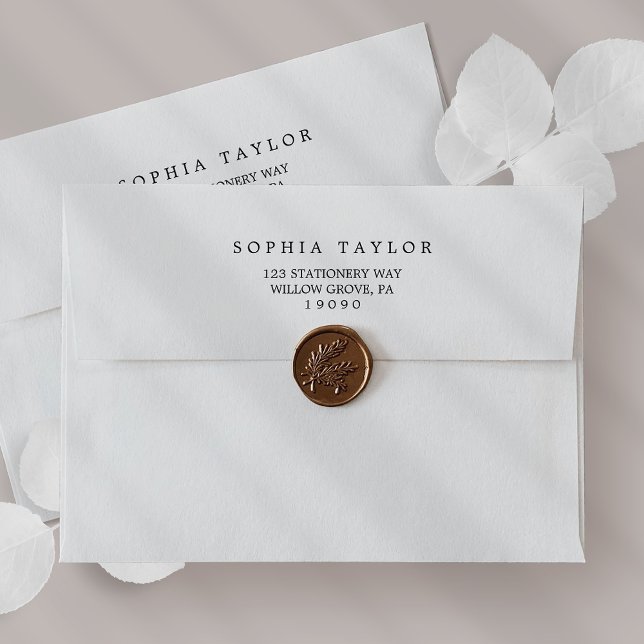 Enveloppe romantique blanche noire Faire-part de m (Romantic White Black Wedding Invitation Envelope)