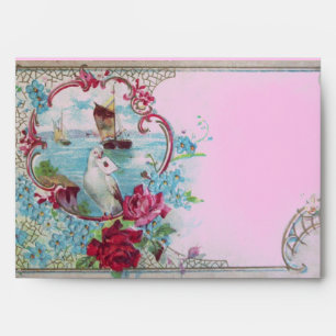 Enveloppe ROMANTIQUE. bleu rose