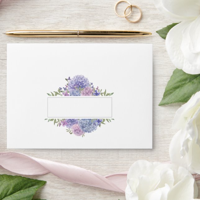 Enveloppe Romantique Blue Lilac Hydrangea Fleurs Invitation (Wedding)