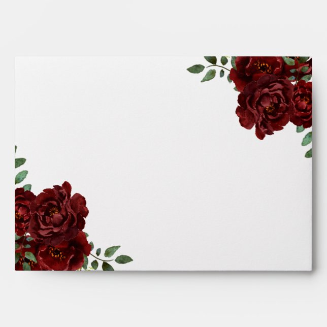 Enveloppe Romantique Bourgogne Rose Rouge Invitati (Devant)