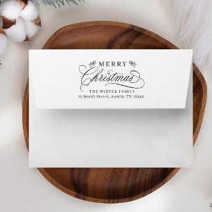 Enveloppe Romantique Joyeux Noël Adresse de retour