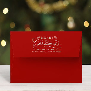 Enveloppe Romantique Joyeux Noël Retour Adresse Rouge