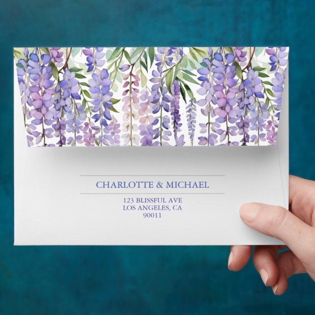 Enveloppe Romantique Lilac Wisteria Printemps Jardin Mariage (Hand)