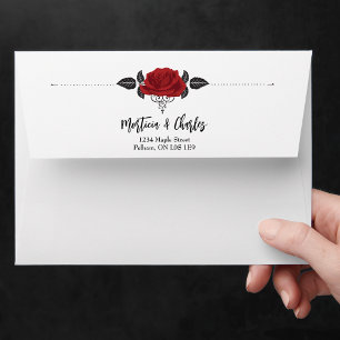 Enveloppe Romantique Roses Rouges Interconnectées 
