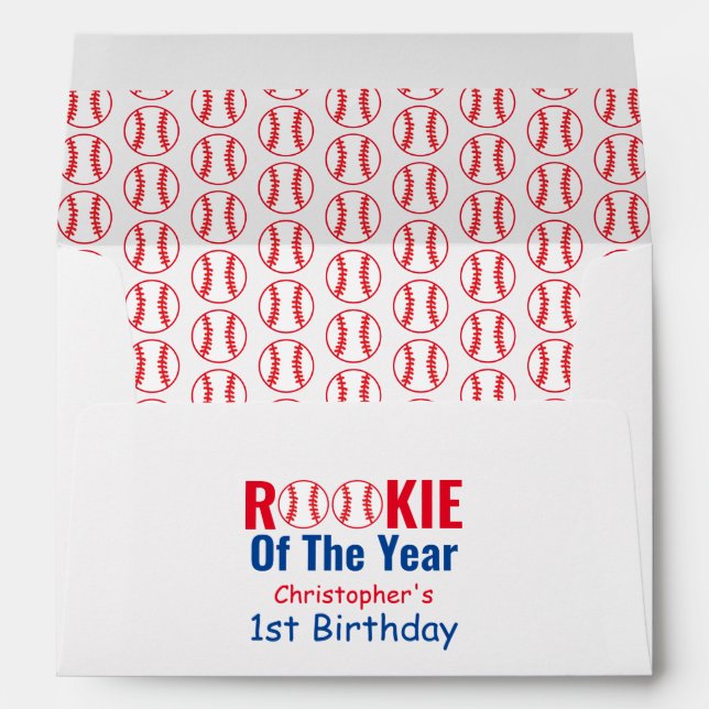 Enveloppe Rookie Baseball 1er anniversaire (Dos (Bas))