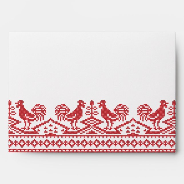 Enveloppe Rooster cross-stitch (Devant)