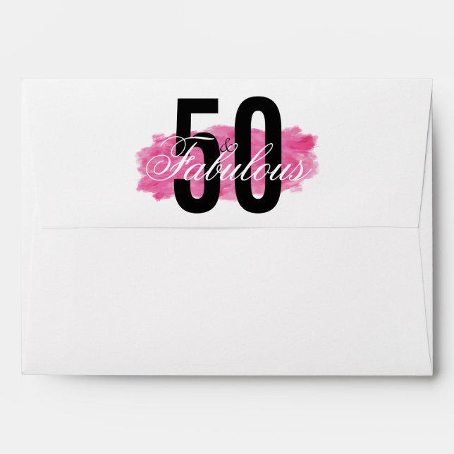 Enveloppe Rose 50 et Fabulous Aquarelle Anniversaire (Dos (Haut rabat))