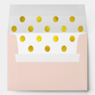 Enveloppe rose à points Polka à effet or